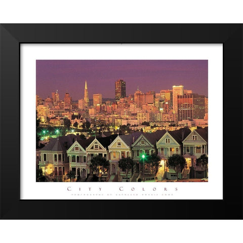 City Landscape Black Modern Wood Framed Art Print by Unknown