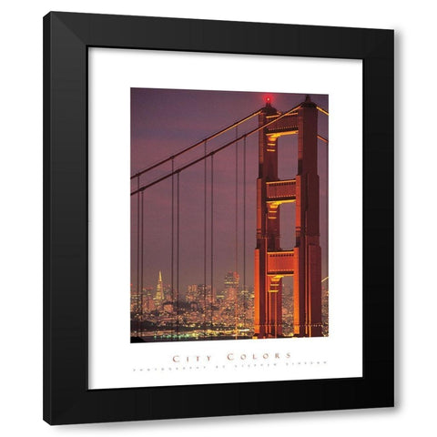 Golden Gate Black Modern Wood Framed Art Print by Unknown