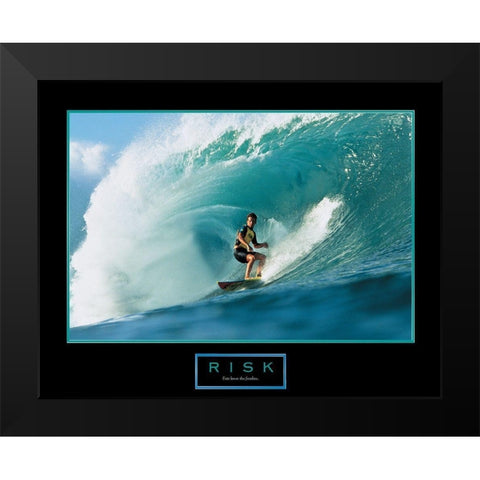 Risk - Surfer Black Modern Wood Framed Art Print by Unknown