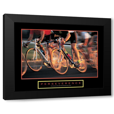 Perseverance - Bike Race Black Modern Wood Framed Art Print with Double Matting by Unknown