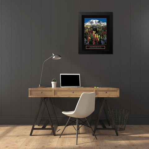 Mount Rainier Black Modern Wood Framed Art Print by Frontline