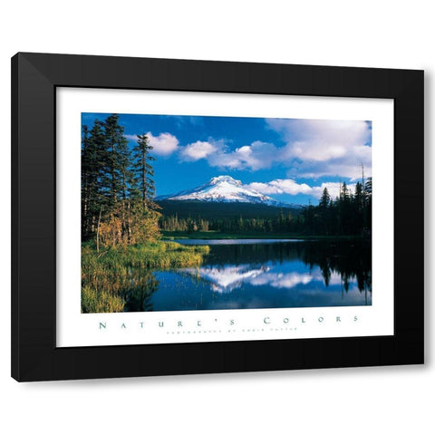 Reflections Mountain in Lake Black Modern Wood Framed Art Print with Double Matting by Unknown