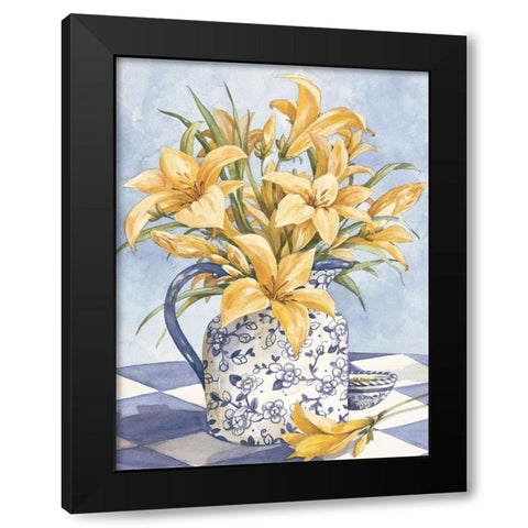 Yellow and Blue I Black Modern Wood Framed Art Print with Double Matting by Unknown