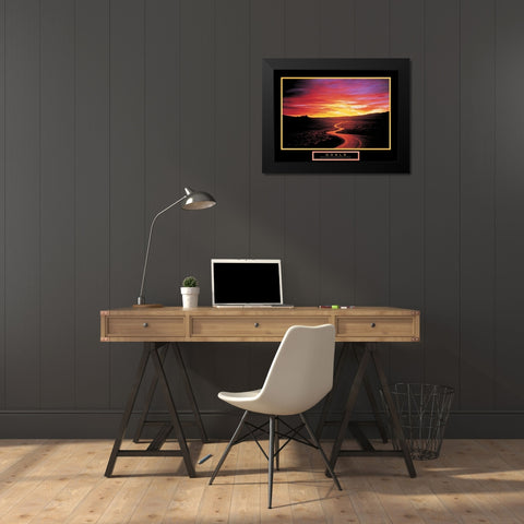 Road Sunset Black Modern Wood Framed Art Print by Unknown