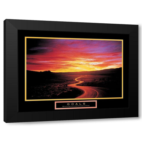 Road Sunset Black Modern Wood Framed Art Print by Unknown