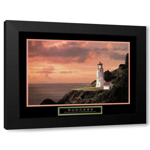 Lighthouse Black Modern Wood Framed Art Print with Double Matting by Unknown