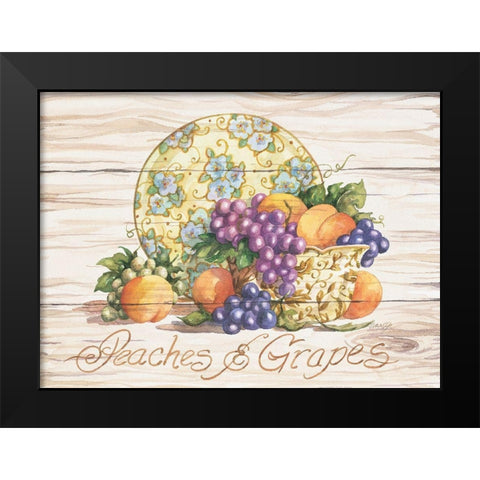 Peaches and Grapes Black Modern Wood Framed Art Print by Unknown