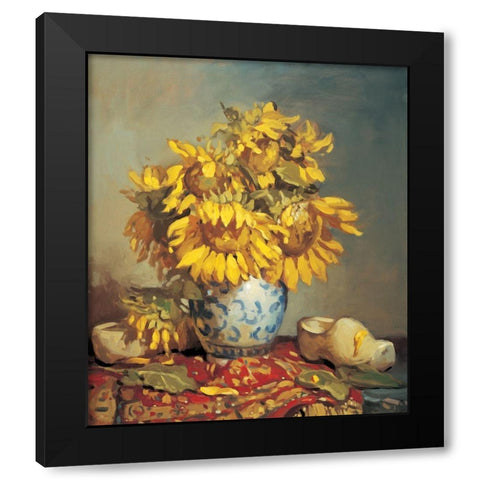 Sunflowers in Vase I Black Modern Wood Framed Art Print with Double Matting by Unknown