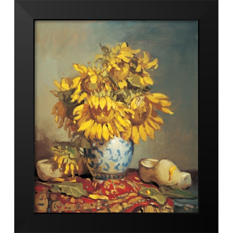 Sunflowers in Vase I Black Modern Wood Framed Art Print by Unknown