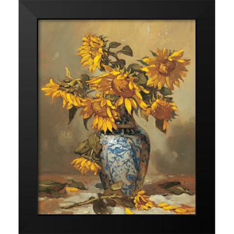 Sunflowers in Vase II Black Modern Wood Framed Art Print by Unknown