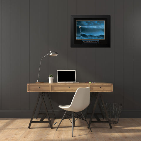 Possibilities - Lighthouse Black Modern Wood Framed Art Print by Frontline