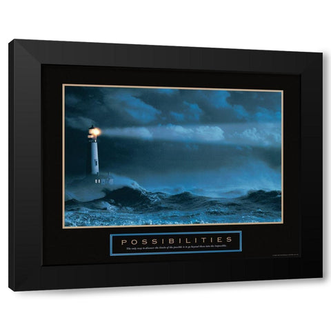Possibilities - Lighthouse Black Modern Wood Framed Art Print by Frontline