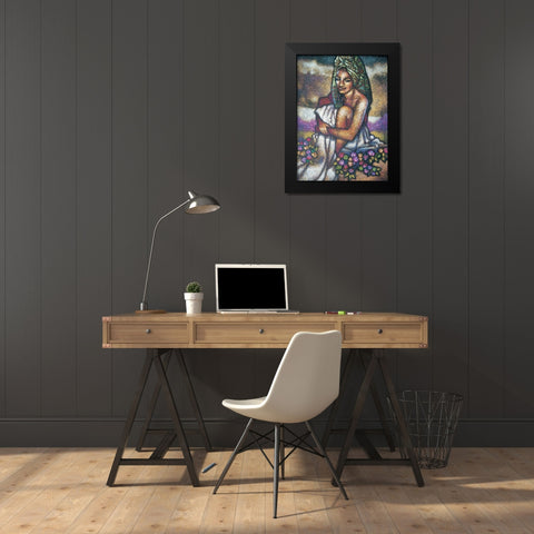 Nubian Lady Sitting I Black Modern Wood Framed Art Print by Unknown