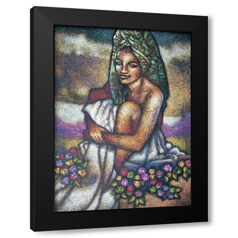 Nubian Lady Sitting I Black Modern Wood Framed Art Print with Double Matting by Unknown