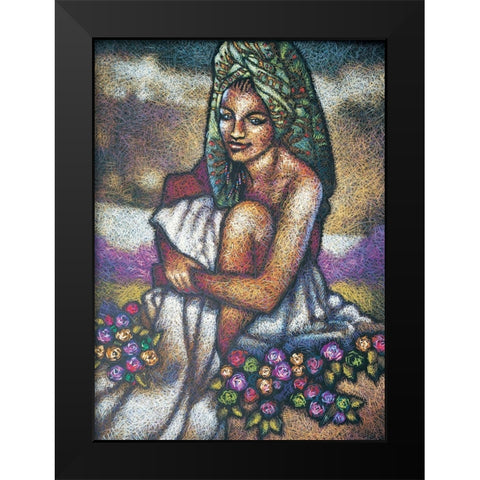 Nubian Lady Sitting I Black Modern Wood Framed Art Print by Unknown
