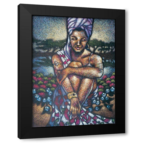 Nubian Lady Sitting II Black Modern Wood Framed Art Print by Unknown