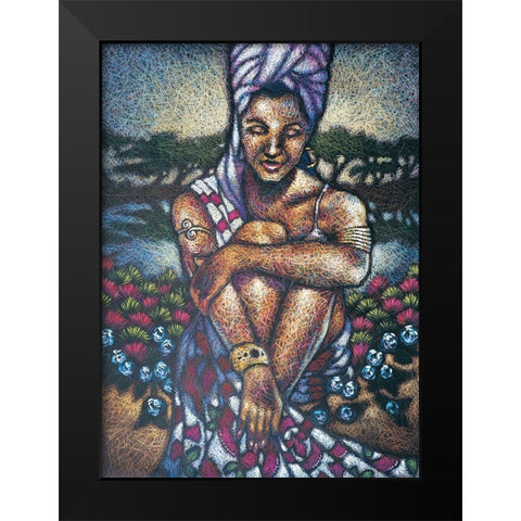 Nubian Lady Sitting II Black Modern Wood Framed Art Print by Unknown