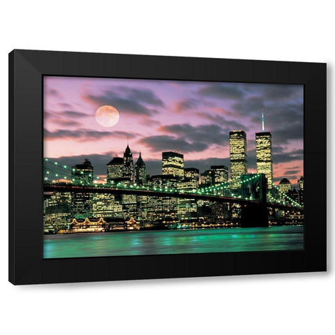 Brooklyn Bridge Black Modern Wood Framed Art Print by Unknown