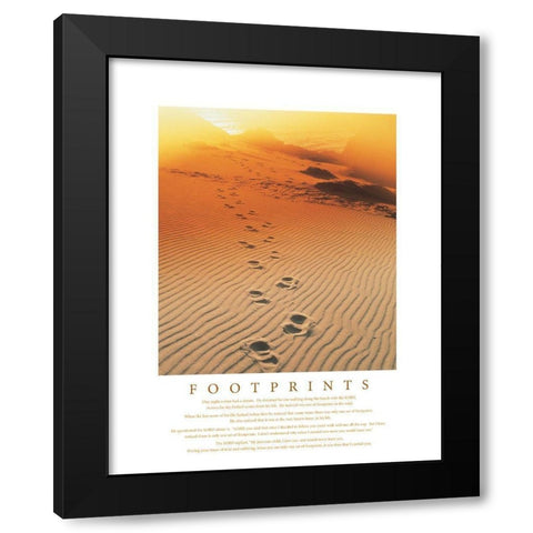 Footprints in the Sand Black Modern Wood Framed Art Print by Frontline