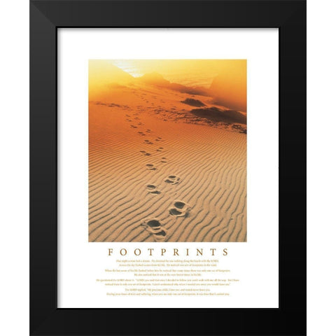 Footprints in the Sand Black Modern Wood Framed Art Print by Frontline