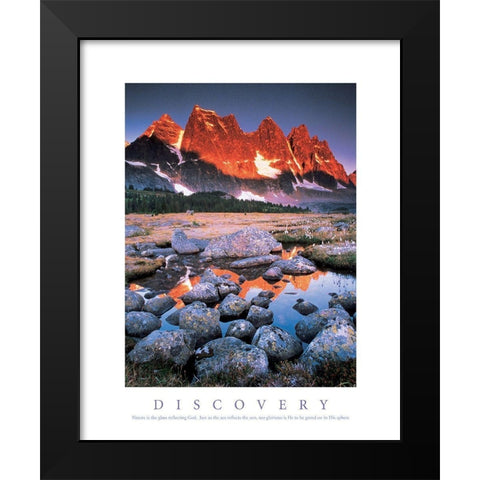 Discover - Mountains Black Modern Wood Framed Art Print by Unknown