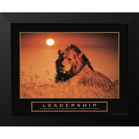 Leadership - Lion Black Modern Wood Framed Art Print by Frontline