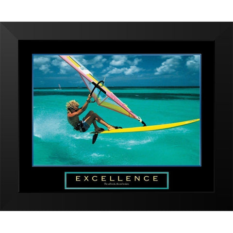 Excellence - Wind Surfer Black Modern Wood Framed Art Print by Unknown