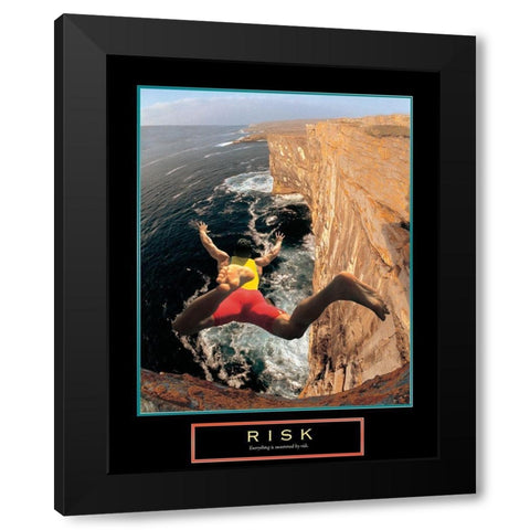 Risk - Cliff Diving Black Modern Wood Framed Art Print with Double Matting by Unknown