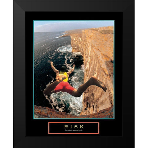 Risk - Cliff Diving Black Modern Wood Framed Art Print by Unknown