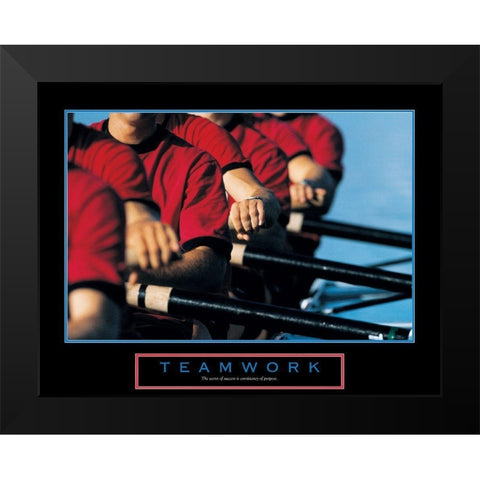 Teamwork - Rowers Black Modern Wood Framed Art Print by Unknown