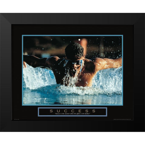 Success - Swimmer Black Modern Wood Framed Art Print by Unknown