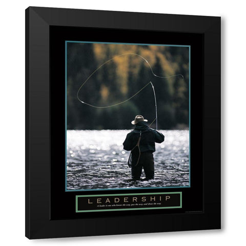 Leadership - Fisherman Black Modern Wood Framed Art Print with Double Matting by Frontline