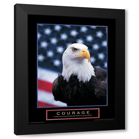 Courage - Eagle and Flag Black Modern Wood Framed Art Print by Unknown