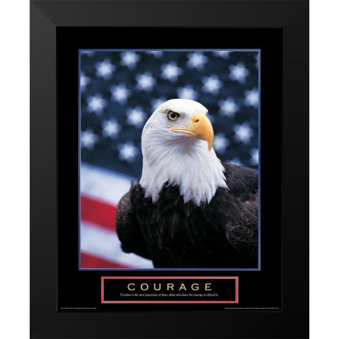 Courage - Eagle and Flag Black Modern Wood Framed Art Print by Unknown