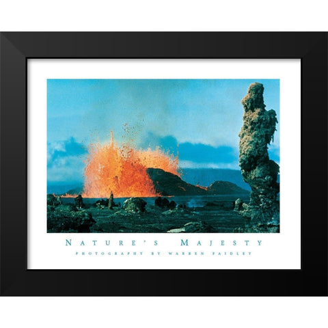 Volcano Island Black Modern Wood Framed Art Print by Unknown
