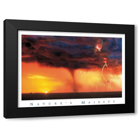 Tornado at Sea Black Modern Wood Framed Art Print by Unknown