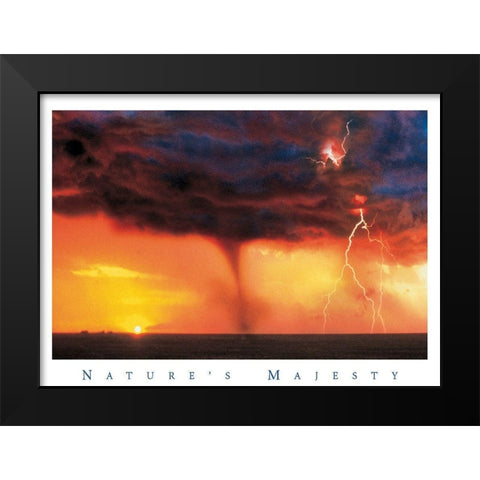 Tornado at Sea Black Modern Wood Framed Art Print by Unknown