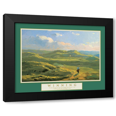 Winning - Golf on the Cliffs Black Modern Wood Framed Art Print by Unknown