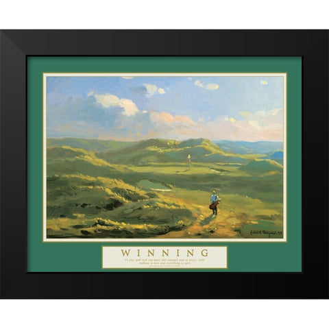 Winning - Golf on the Cliffs Black Modern Wood Framed Art Print by Unknown