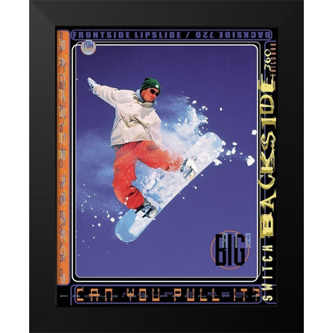 Snowboard Extreme Black Modern Wood Framed Art Print by Unknown