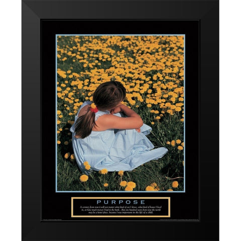 Purpose - Girl in Flowers Black Modern Wood Framed Art Print by Unknown