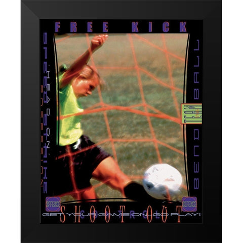 Girl Soccer Black Modern Wood Framed Art Print by Unknown
