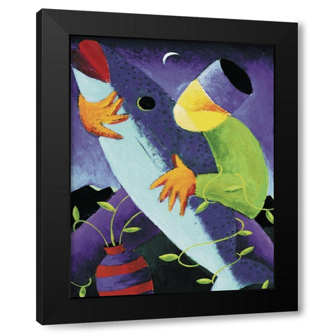 What a Fish Black Modern Wood Framed Art Print by Unknown