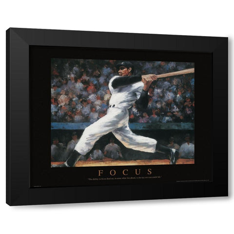 Focus - Baseball Black Modern Wood Framed Art Print by Frontline