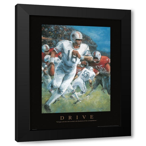 Drive - Football Black Modern Wood Framed Art Print by Frontline