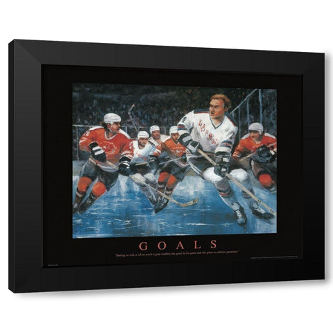 Goals - Hockey Black Modern Wood Framed Art Print with Double Matting by Frontline