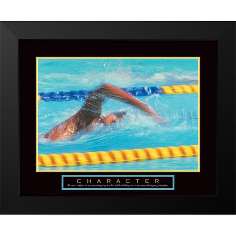 Character - Swimmer Black Modern Wood Framed Art Print by Unknown