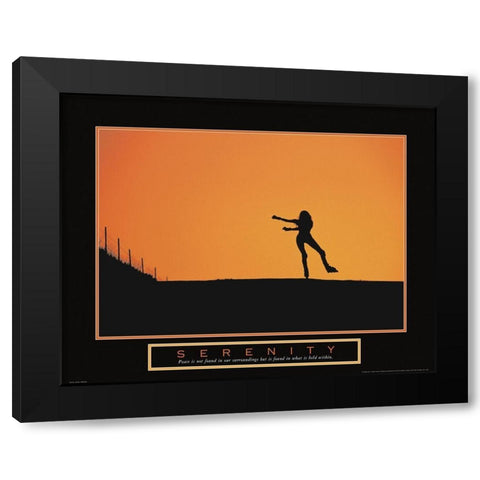 Serenity - Inline Skater Black Modern Wood Framed Art Print with Double Matting by Unknown
