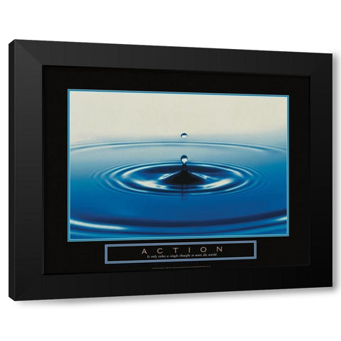 Action - Drop of Water Black Modern Wood Framed Art Print by Frontline
