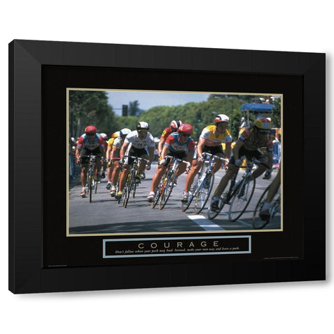 Courage - Bicycle Race Black Modern Wood Framed Art Print with Double Matting by Unknown